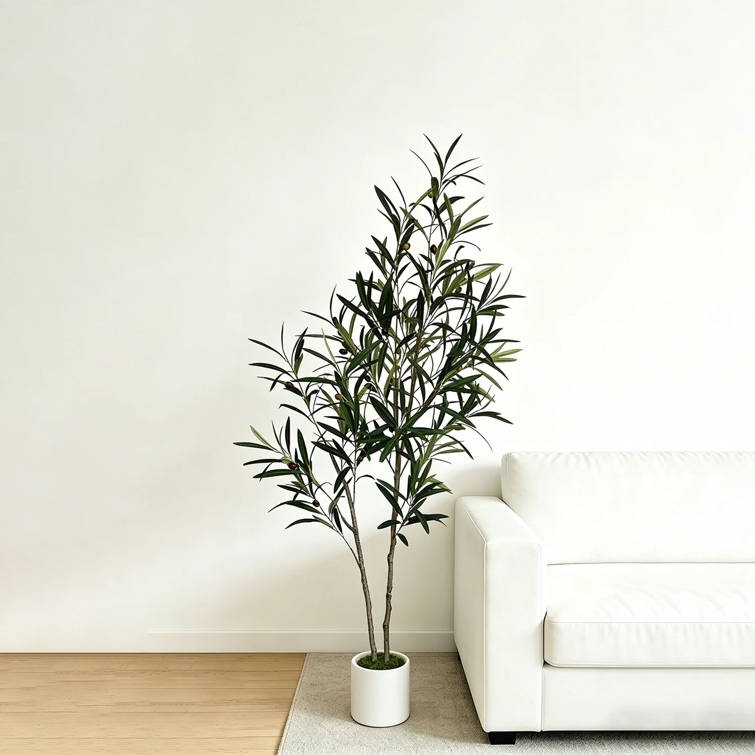 

5.2-5.9ft Long Leaf Artificial Olive Tree potted realistic Fake Plant decor for Home Living Room Indoor Outdoor Home Decoration