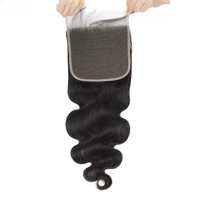 4x4 5x5 Body Wave Vetersluiting Alleen gratis deel Echt haar Vetersluiting Voorgeplukt Natuurlijke kleur Echt haar met babyhaar - afbeelding 2
