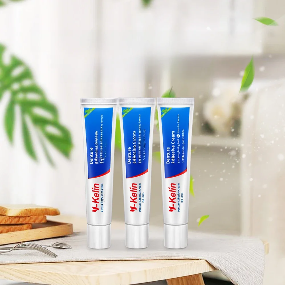 Y-Kelin – crème adhésive pour prothèse dentaire, paquet de 2/3/6, formule originale, sans Zinc, tenue Extra forte pour le haut inférieur ou les partiels toute la journée