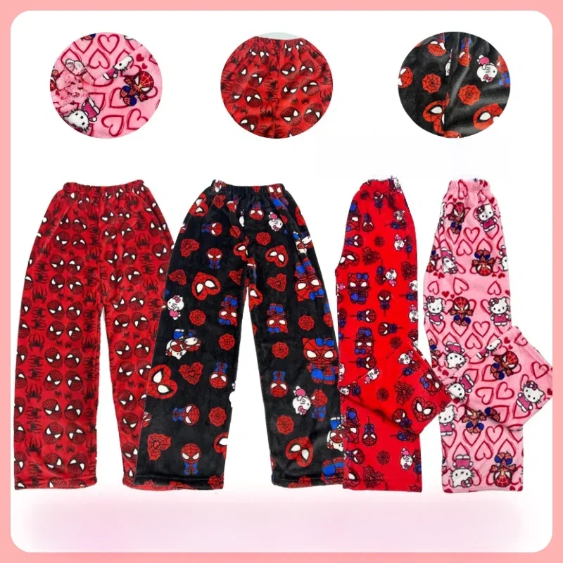 Pijama de veludo de algodão Hello Kitty masculino e feminino, pijama solto para dormir casual com