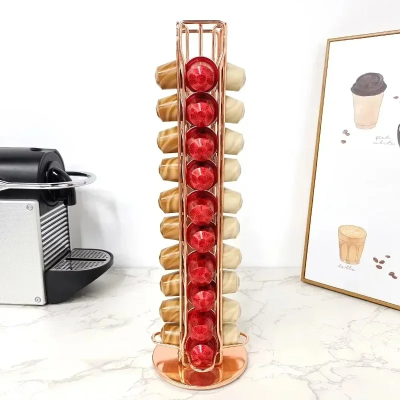 40 dosettes de café en or Nespresso porte-dosette de café support rotatif support de capsules de café étagère de rangement support d'organisation