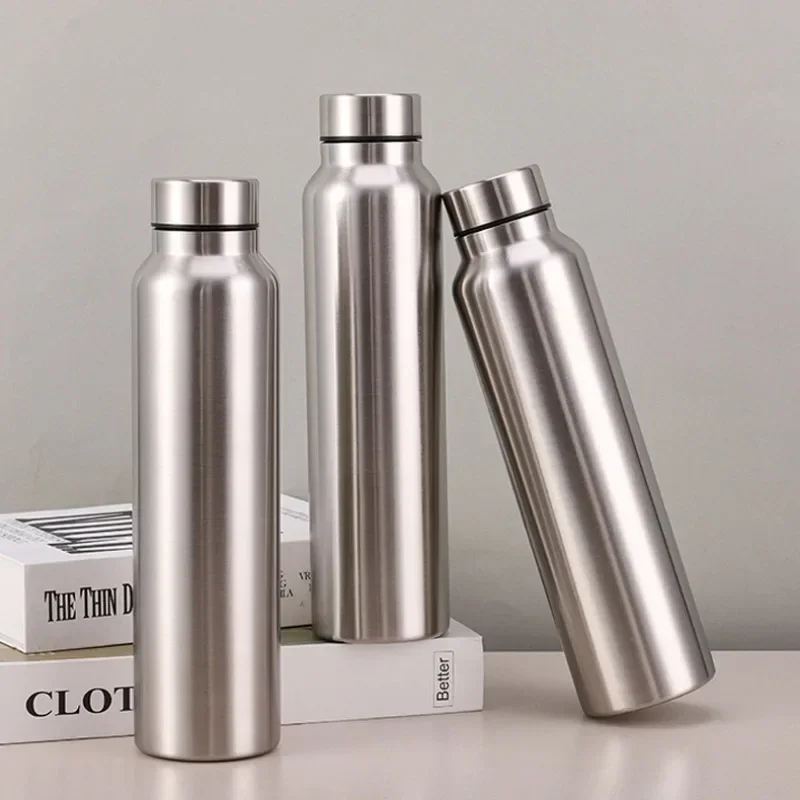 High quality stainless steel sports water bottle Single layer solid water cup, metal Flask Drink Container Camping Sports Gym 1000ml