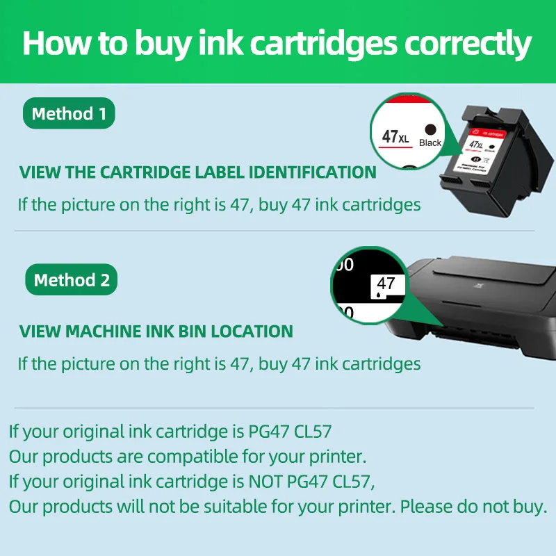 pg47 cl57 Remanufactured Replacement Ink Cartridge PG-47 CL-57 for canon printer pixma cartridge E400 E410 E460 E470 E480 E4270