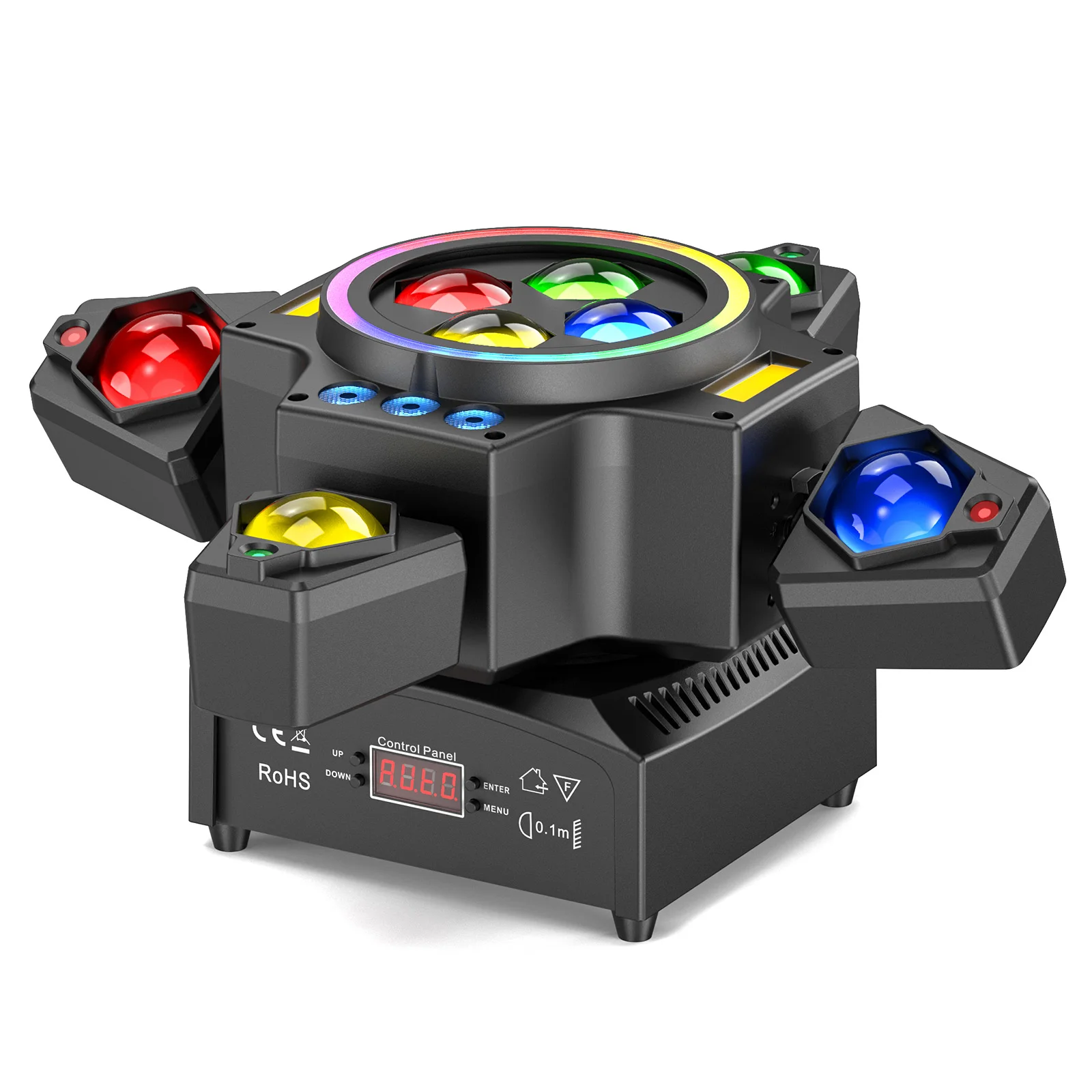 LeLeght 180W 4-in-1 RGBW Moving Head Light with Honeycomb Lens Swinging Beam DMX512 27CH For Dance Hall Disco Ballroom Wedding