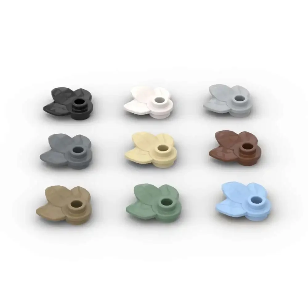 MOC – blocs de construction de plaques de plantes, Puzzle à particules 32607, Kit rond 1x1 avec 3 feuilles, briques, jouets, cadeau pour enfants, livraison directe, 10 pièces