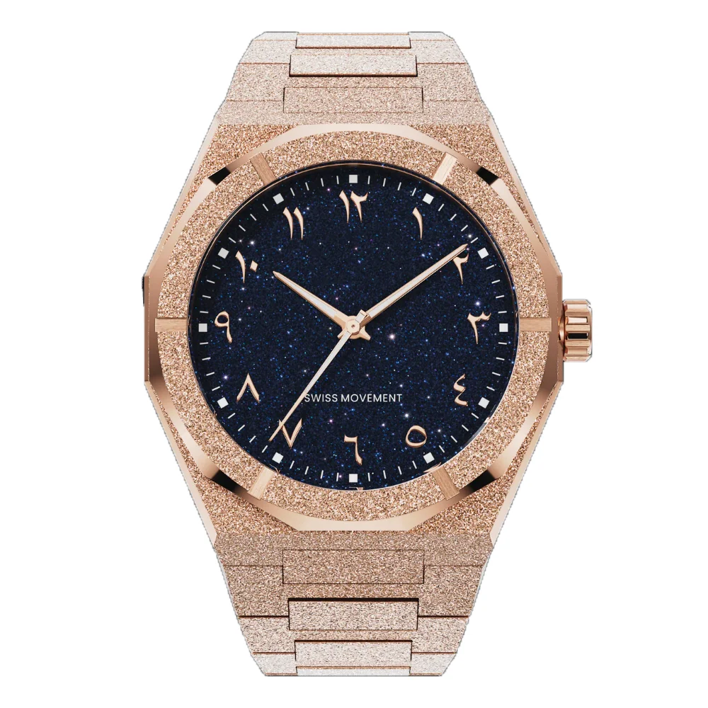 Orologio smerigliato con quadrante arabo a forma di stella in acciaio inossidabile resistente all'acqua da 5 ATM con logo PR