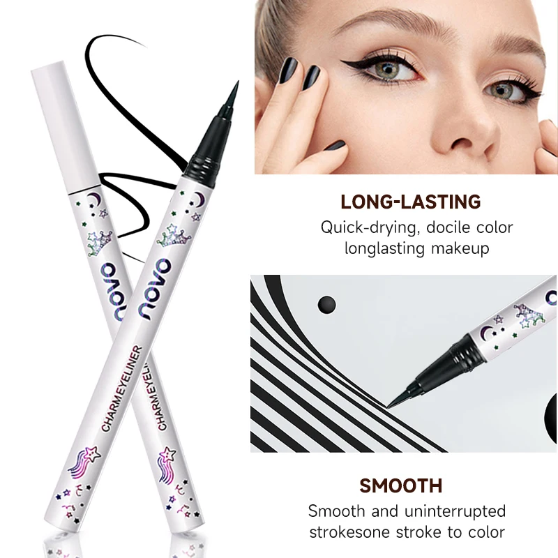 محدد عيون سائل بـ 8 ألوان - فرشاة فائقة الدقة، مقاومة للتلطخ، مقاومة للماء تدوم طويلاً، سريعة الجفاف، تصميم فني للعين #5