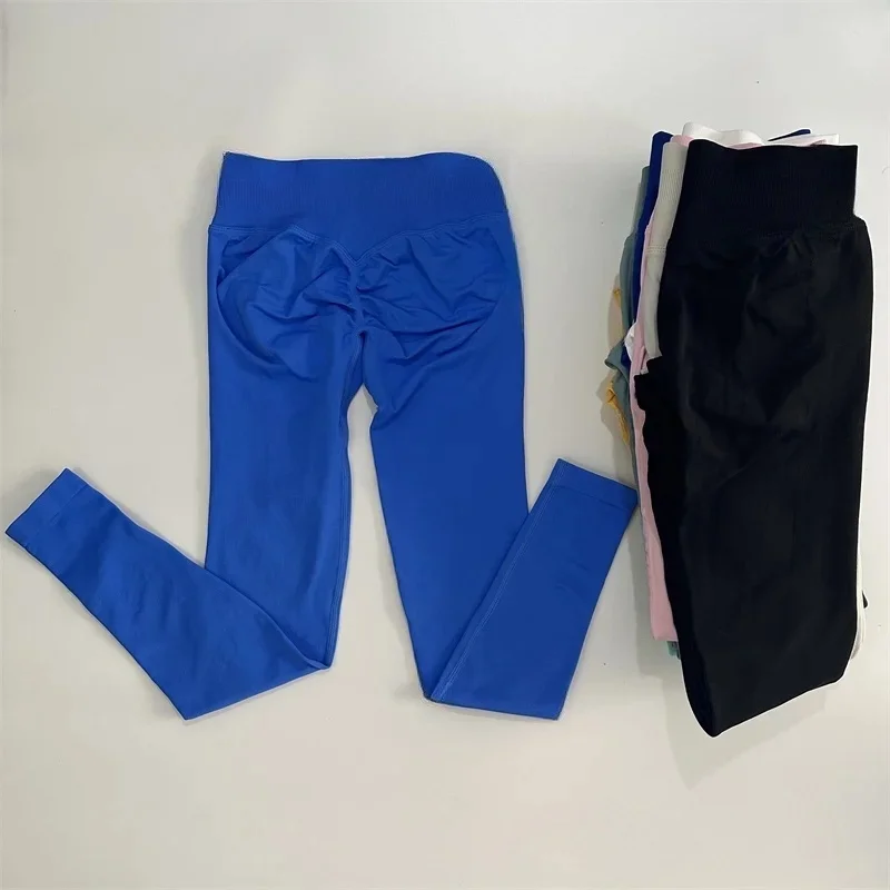 Yoga Leggings Dames Lage Geribbelde Band Scrunch Bum Naadloze Yogabroekjes Gym Leggings Fitness Zweet Afvoerende Stretch Workout Tights - afbeelding 2