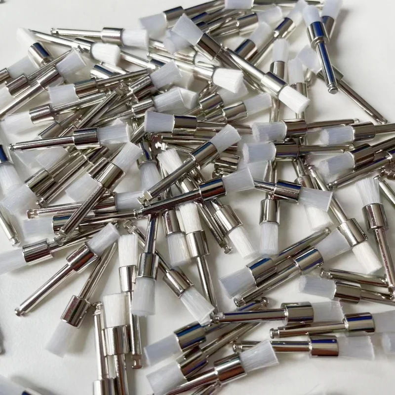 100PCS/Box Dentistry Polishing Brush Nylon Flat Head Latch Teeth Polish Prophy Brushes For Contra Angle Machine Dental Material