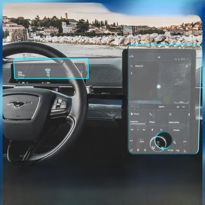 Film de Protection d'écran pour tableau de bord LCD Ford Mustang mach-e, Protection en verre trempé anti-rayures HD 2021 – 2022, Navigation GPS