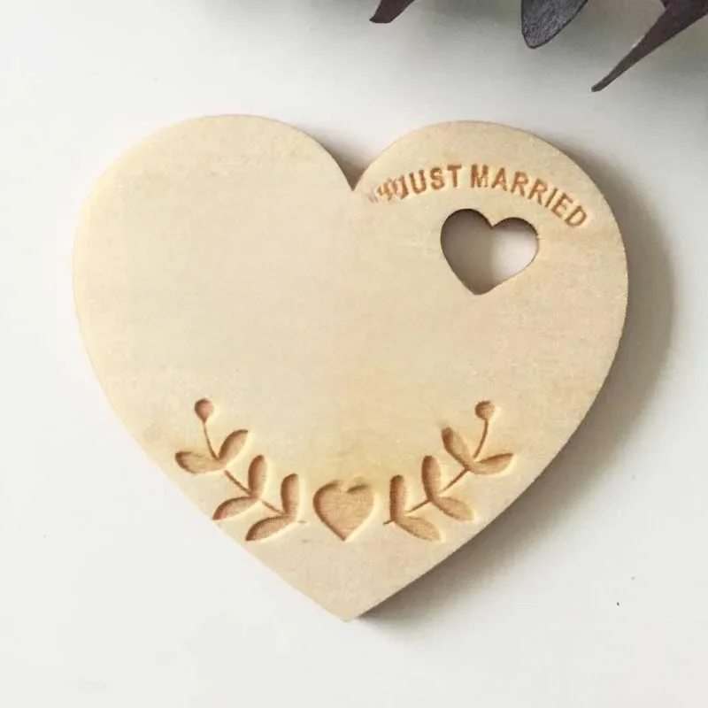 Gepersonaliseerde Bruiloft Laser Hart Sparen De Datum Magneten, Custom Hout Rustieke Besparen De Datum, Party Gunsten Cadeaus - afbeelding 2