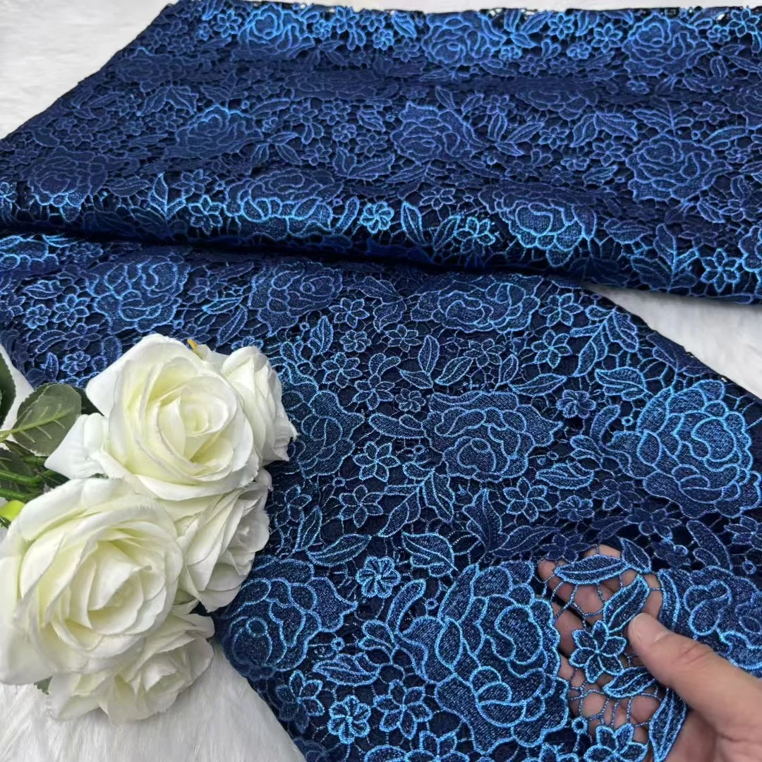 

Hot Selling African Guipure Cord Lace High Density printing Fabric 5Yard Classic Nigerian Style For Wedding Party Garment Making