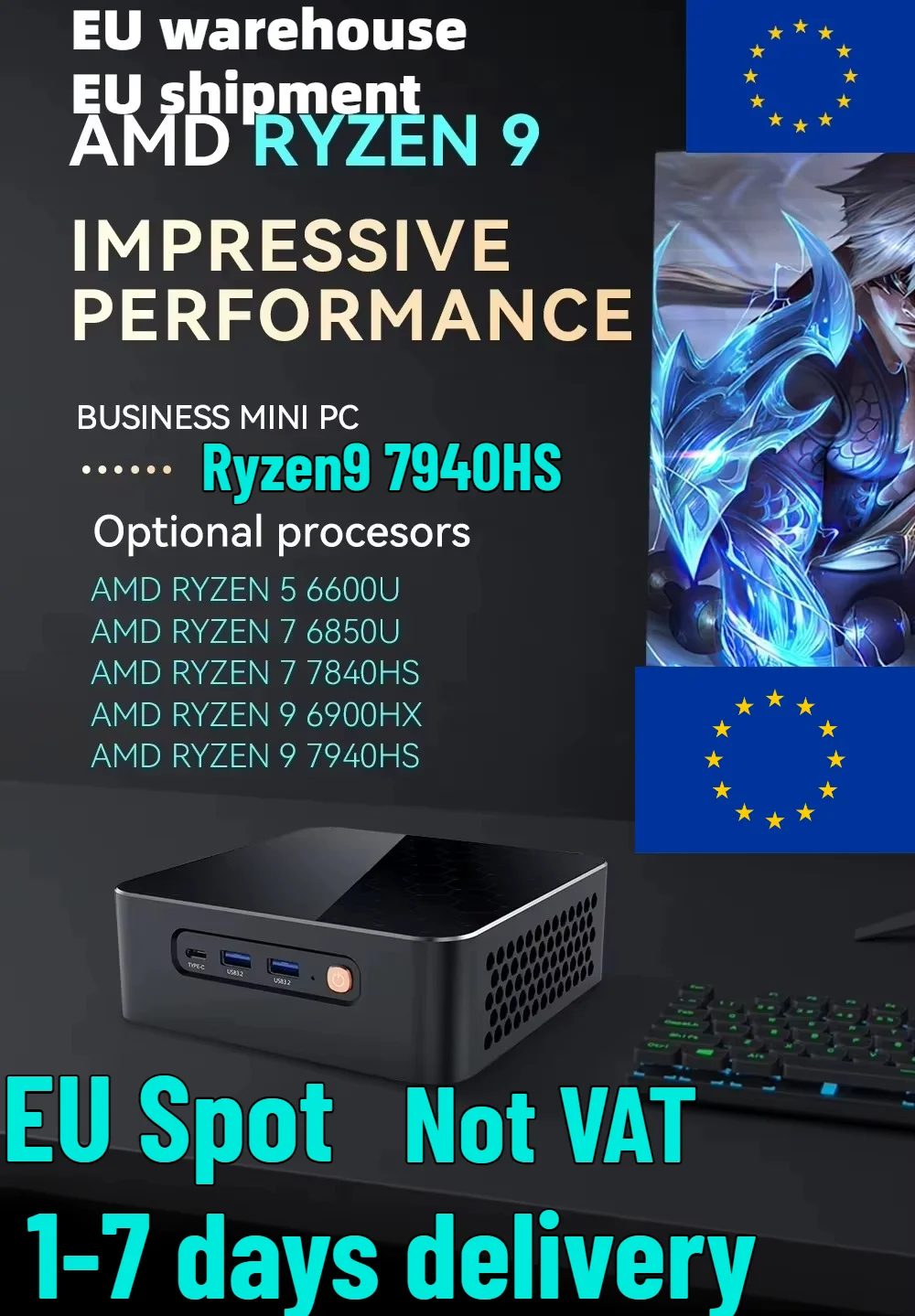 AMD Ryzen 9 7940HS Mini PC 2 emplacements DDR5 2x M.2 SSD PICE4.0 Windows11 WiFi6 BT5.0 type-c USB4.0 8K bricolage ordinateur de jeu noël