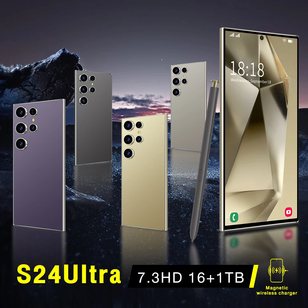 

S24 Ultra Mobile Phones 7.3'' Smartphone 5G Dual SIM Android 14 Cell Phone Snapdragon 8 gen 3 Global Version Cellphones