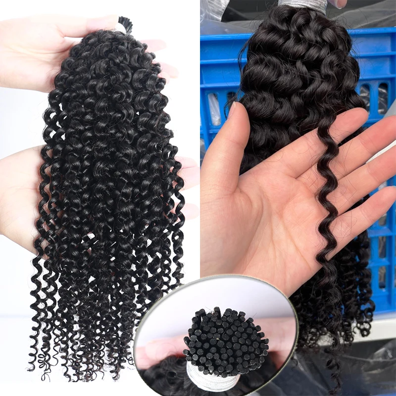 

Mongolian Kinky Curly Microlink Hair Extensions For Black Women I Tip Human Hair Extensions Virgin Itip Microlinks Bundles Hair