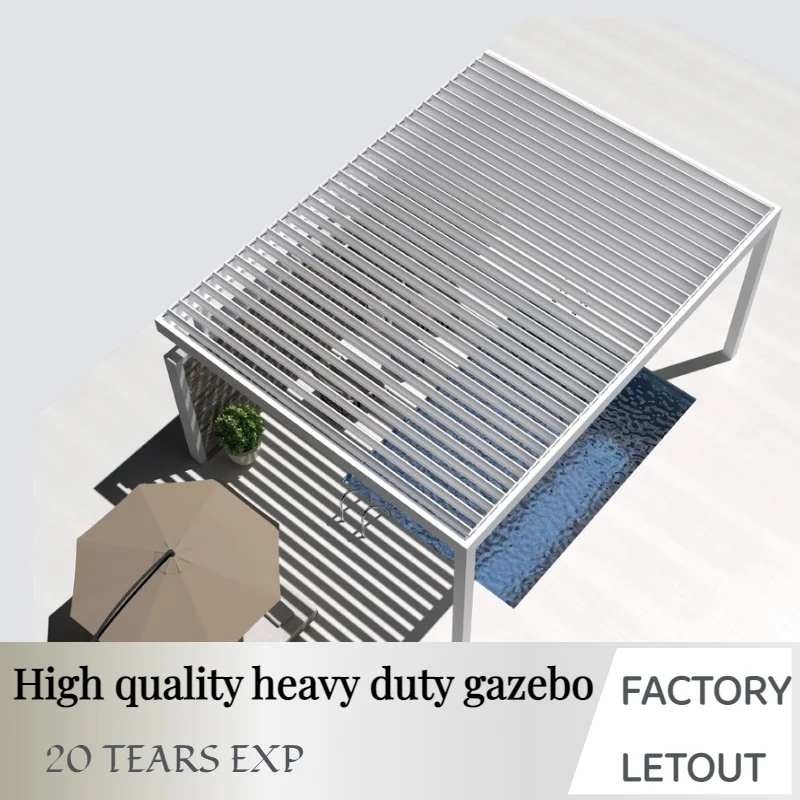 

Modern 6063T6 Aluminum Pergola Wall Attached Design, Adjustable Roof, Heavy-Duty Outdoor Garden Shelter