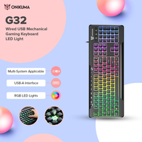 Onikuma G32 Wired RGB Keyboard Gamer Keyboard with Matte Key Caps Dynamic RGB Backlit 104 Keys
