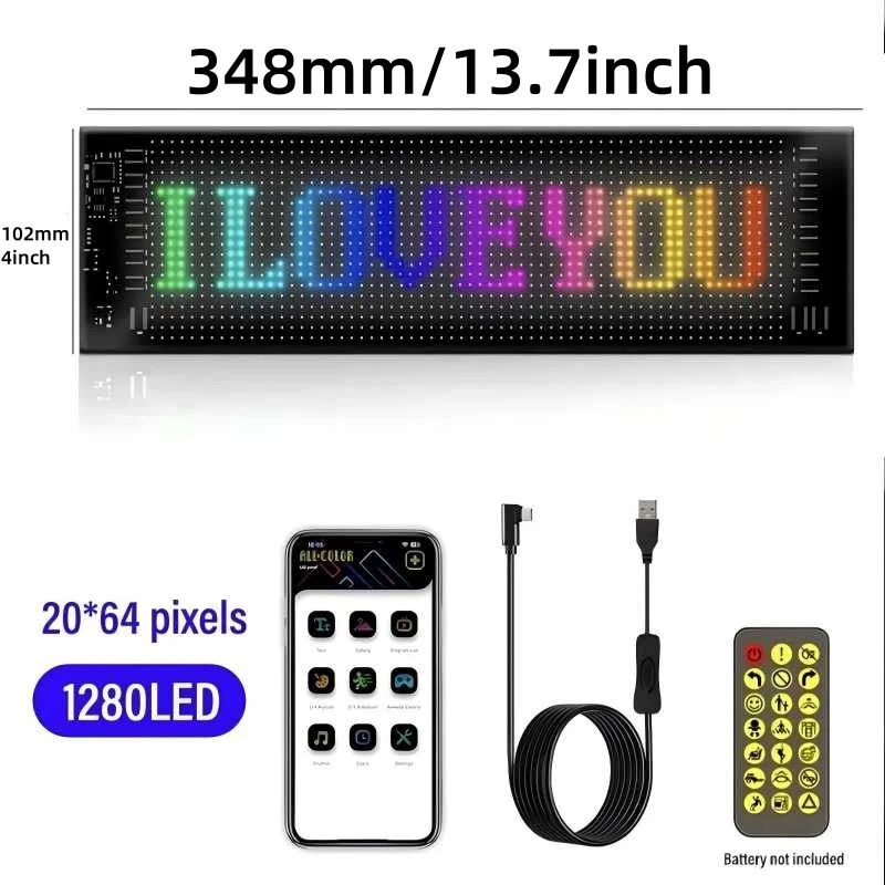 ضوء LED الذكي - لوحة LED مرنة قابلة للبرمجة، شاشة LED مصفوفة، يتم التحكم فيها في التطبيق، نص DIY، صور، GIFs، الخطوط #4