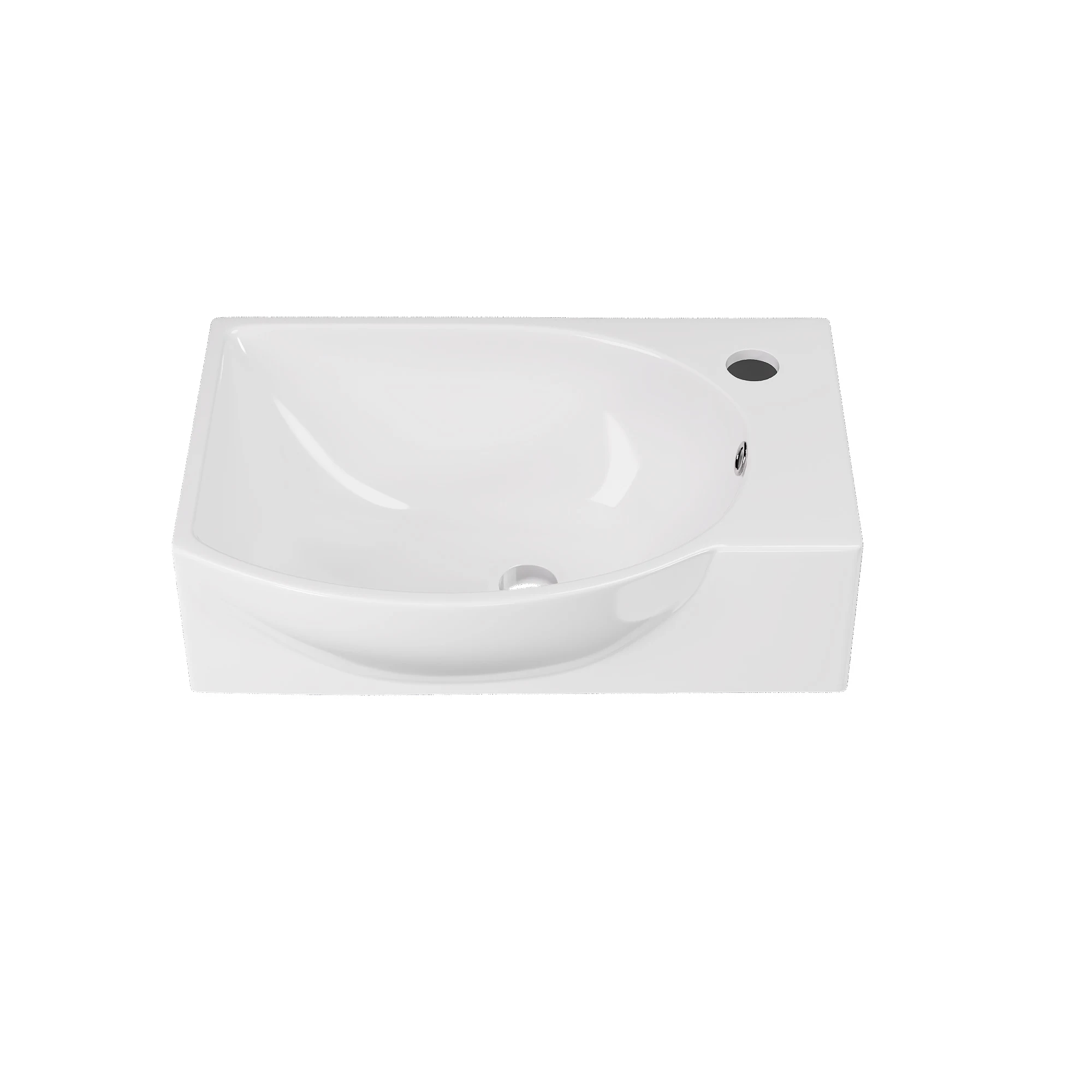 DeerValley White Wall Mounted Basin, Wall Hung Bathroom Sink 40 X 28cm, Small Wash Basin with Right Tap Hole & Overflow, Compact Hand Wash Basin, Spac