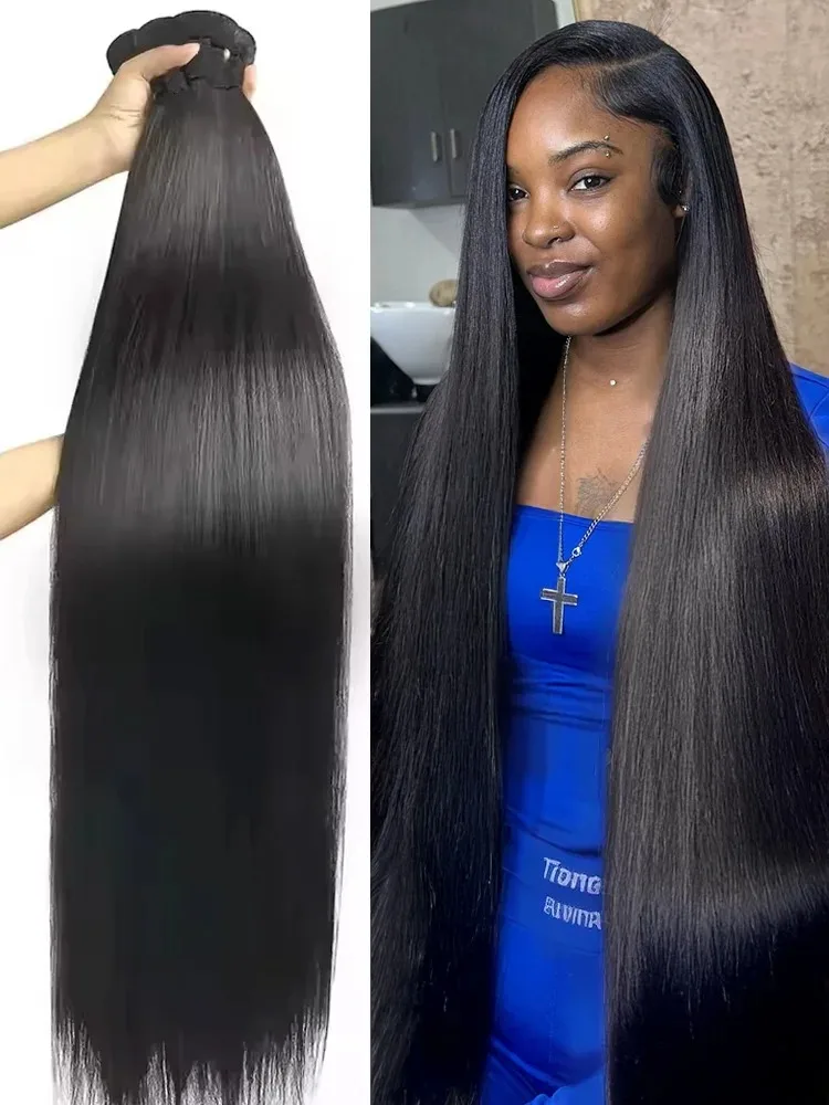 YKB 12A 30 40 Inch Bone Straight Bundles Human Hair Unprocessed 3 4 Bundles Deals Remy Extensions 100% Raw Brazilian Virgin Hair