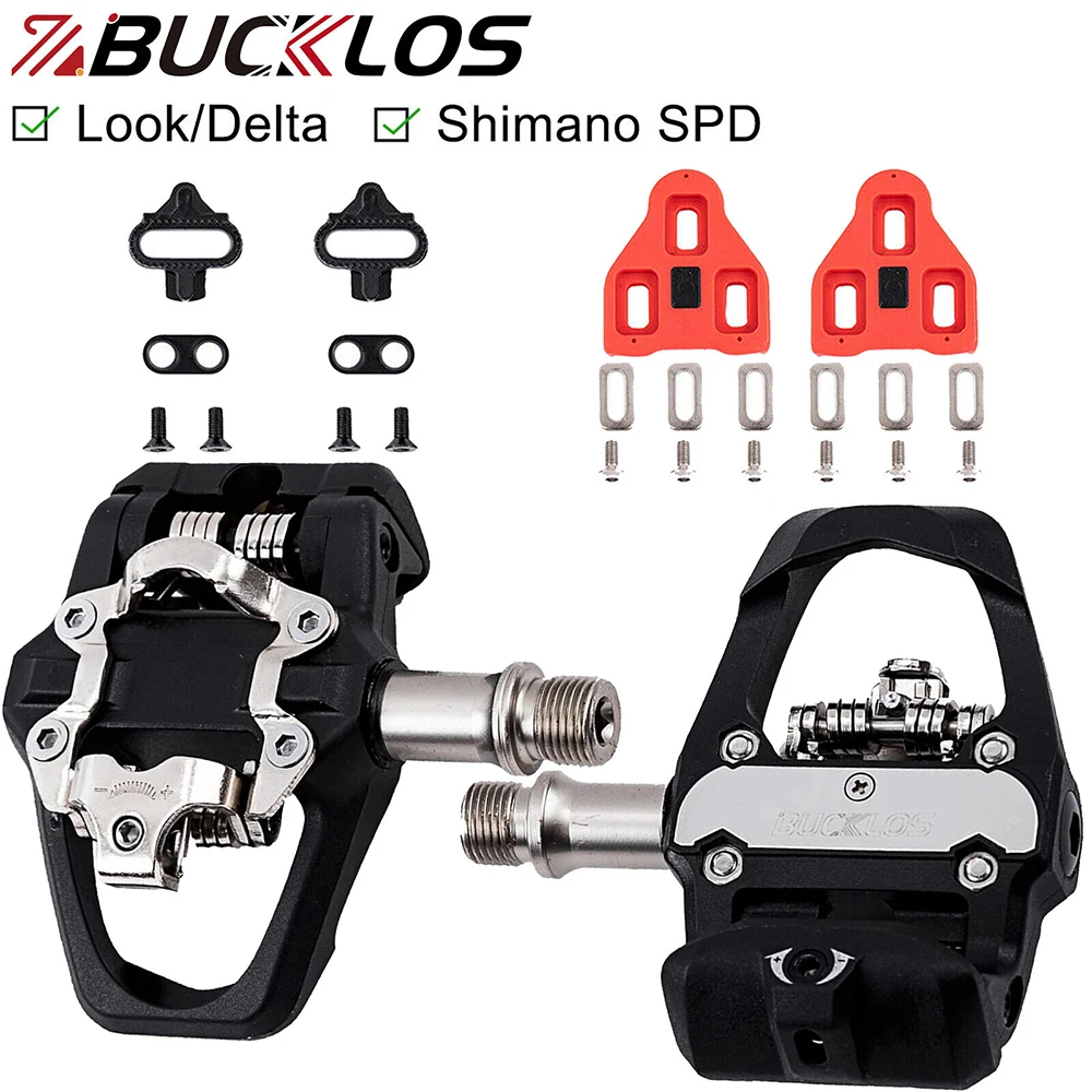 BUCKLOS For SPD/LOOK DELTA Bicycle Pedal Dual Function Bike Self-locking Pedal Road Mountain Bike Pedals with Bicycle Cleat