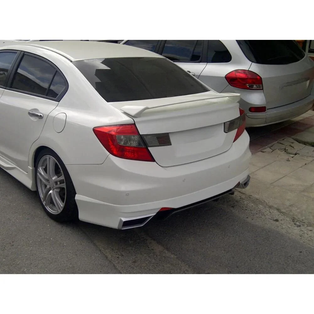 For Honda Civic 2012 Glass Under Spoiler Fiber Material Rear Roof Spoiler Wing Trunk Lip Car Styling Fully Compatible Tuning