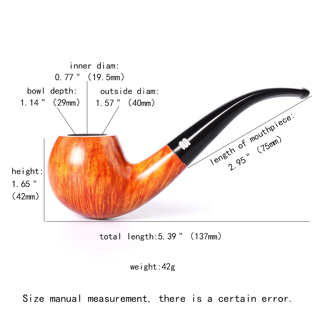 Classic SherlocksHolmes tobacco pipe handmade briar wood pipe curved handle acrylic pipe mouthpiece 9mm pipe channel pipe gift