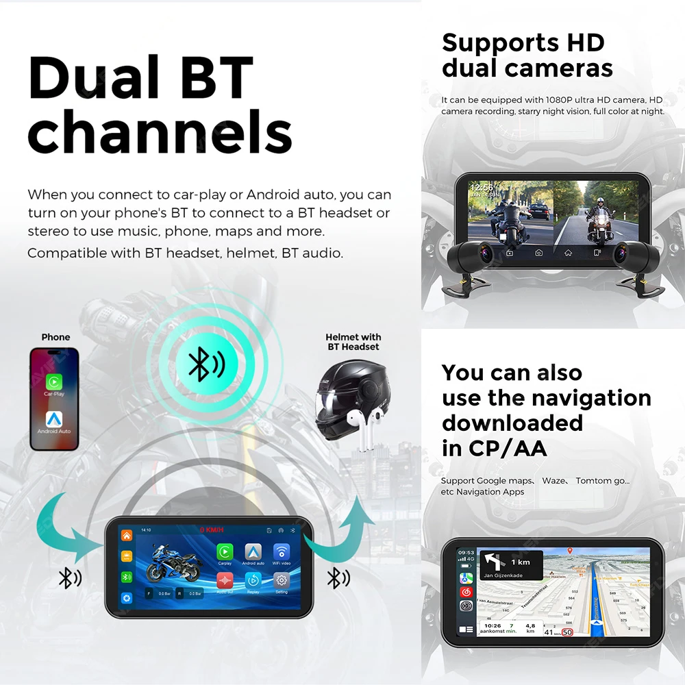 شاشة لمس محمولة للدراجات النار - مراجعة Motorcycle Gps Navigator Waterproof وسعره
