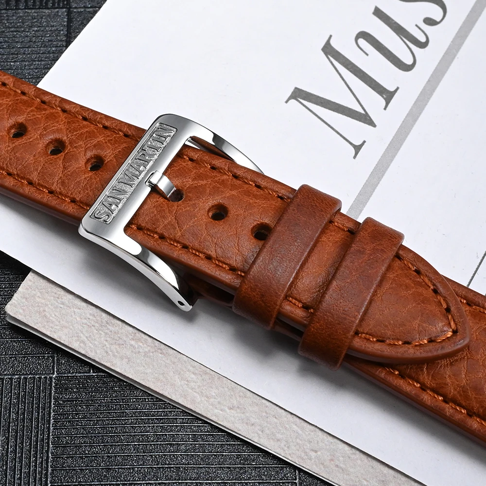 San Martin Leather Strap Quick Release Suitable For 20mm General Type Watch Bands 316L Stainless Steel Buckle Watch Parts