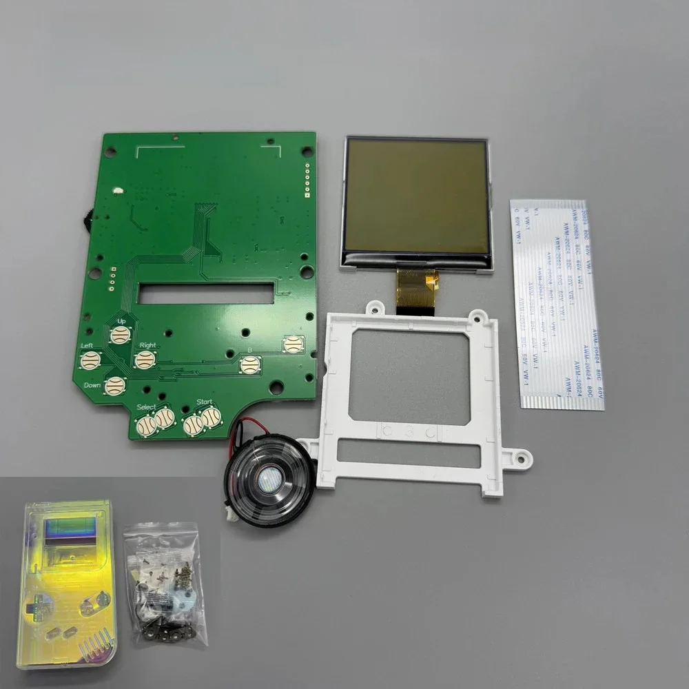 2,5-Zoll-LCD-Bildschirm im Graustufen für die Gameboy GB DMG-Spielekonsole. Schnittfreies Gehäuse. Kein Schweißen. Originalgröße. Bildschirm von Punkt zu Punkt