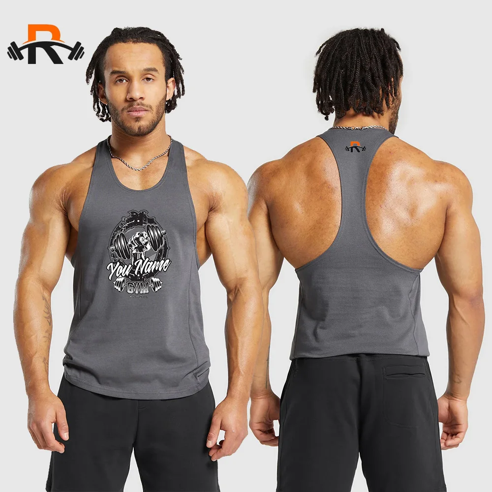 

Summer Sports Vest Printed Y-Back Fitness Bodybuilding Training Vest Summer Men's Sleeveless Shirt Vest Brand Fitness Clothing