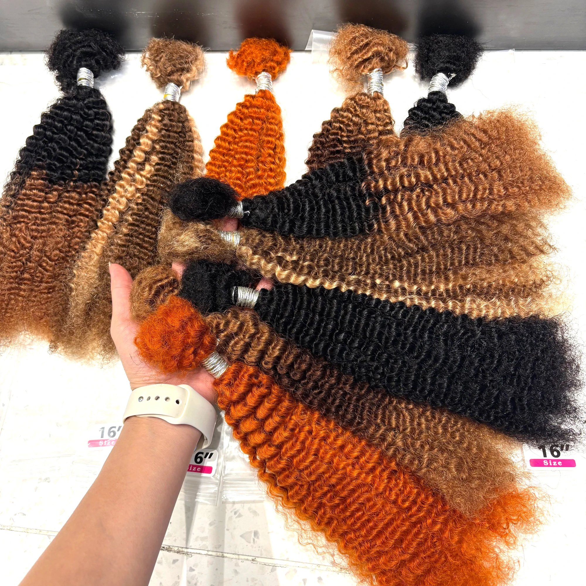 Highlight Afro Kinky Curly 100% Human Hair Bulk Extensions No Weft 30g/Pack for Permanent Micro Locs/Twists/Braids/Repair Locs