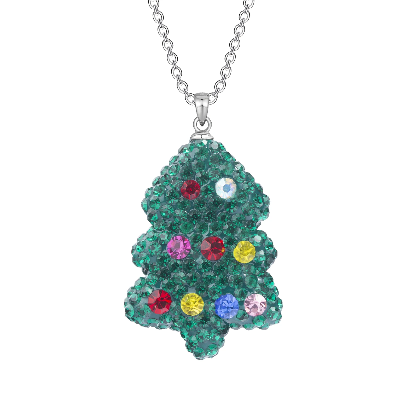 

Латунная цепочка, ожерелье, Элегантная модная подвеска в виде рождественской елки, украшенная кристаллами, рождественские украшения, подарки для женщин и мужчин