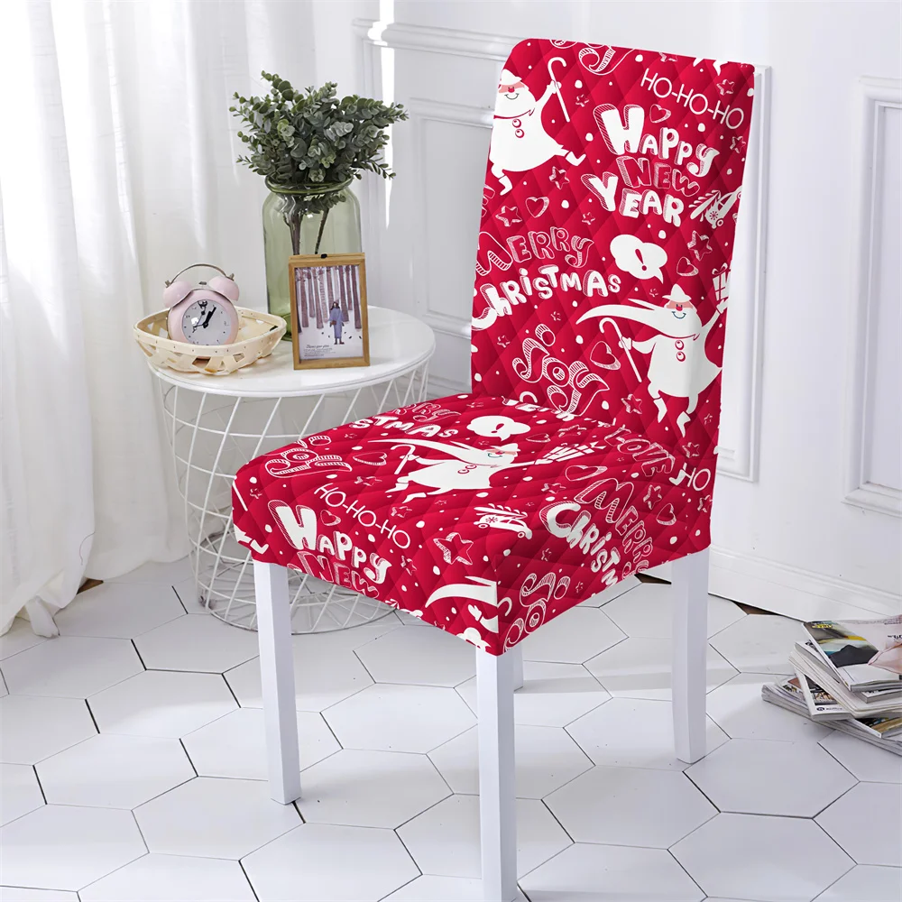 Merry Christmas Home Decor Chair Cover Party Restrant Christmas Seat Covers Santa Claus Elk Snowflakes Washable Protective Cover