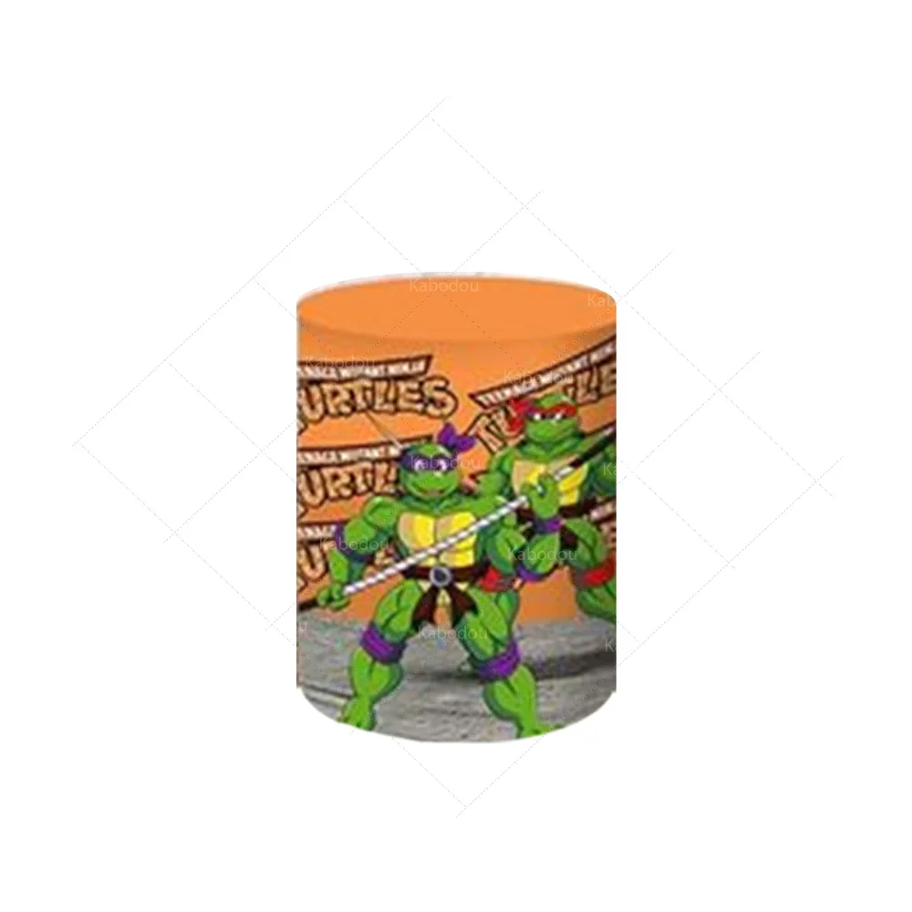 Teenage Mutant Ninja Turtles Round Backdrop Decoration Boy Birthday Party Background TMNT Photo Cylinder Cover Elastic Banner