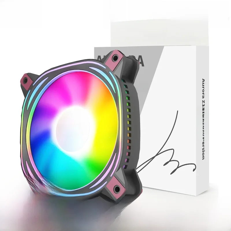 Aigo Z12-Ventilateur de boîtier d'ordinateur, 120mm, RGB, 4 broches PWM, 3 broches 5V Argb 12cm