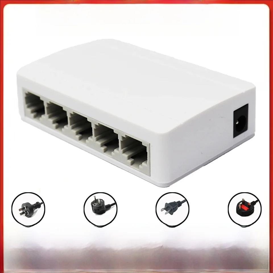 5-portowy przełącznik Gigabit Ethernet 10/100/1000Mbps do komputerów stacjonarnych, Plug & Play, Auto MDI/MDIX, RJ45 LAN Hub do domowego biura — zdjęcie produktu 7