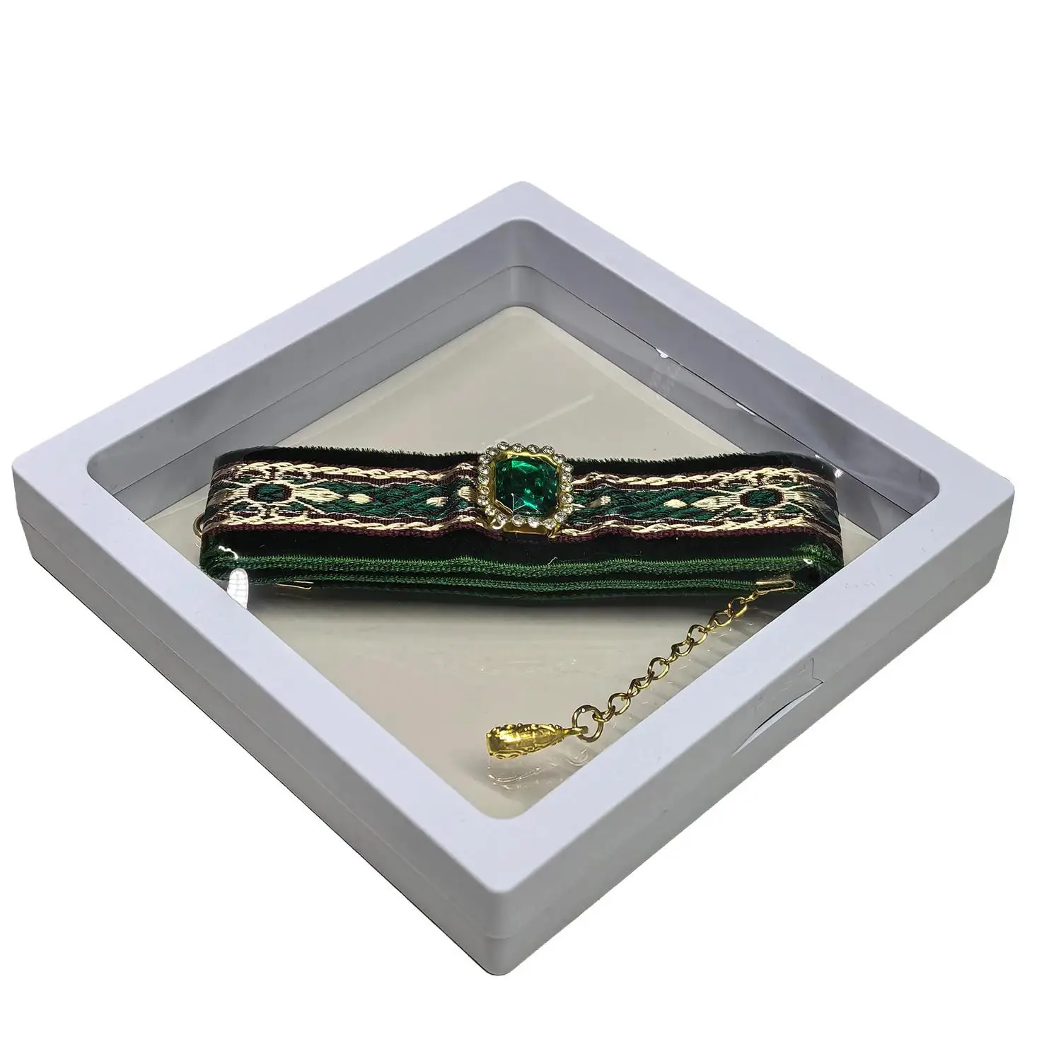 Vintage Smaragd-Halsband für Katzen Luxuriöse Samt-Halskette mit Strass-Edelstein-Anhänger Verstellbares Kätzchen-Schmuckhalsband Geschenk – Detail 6