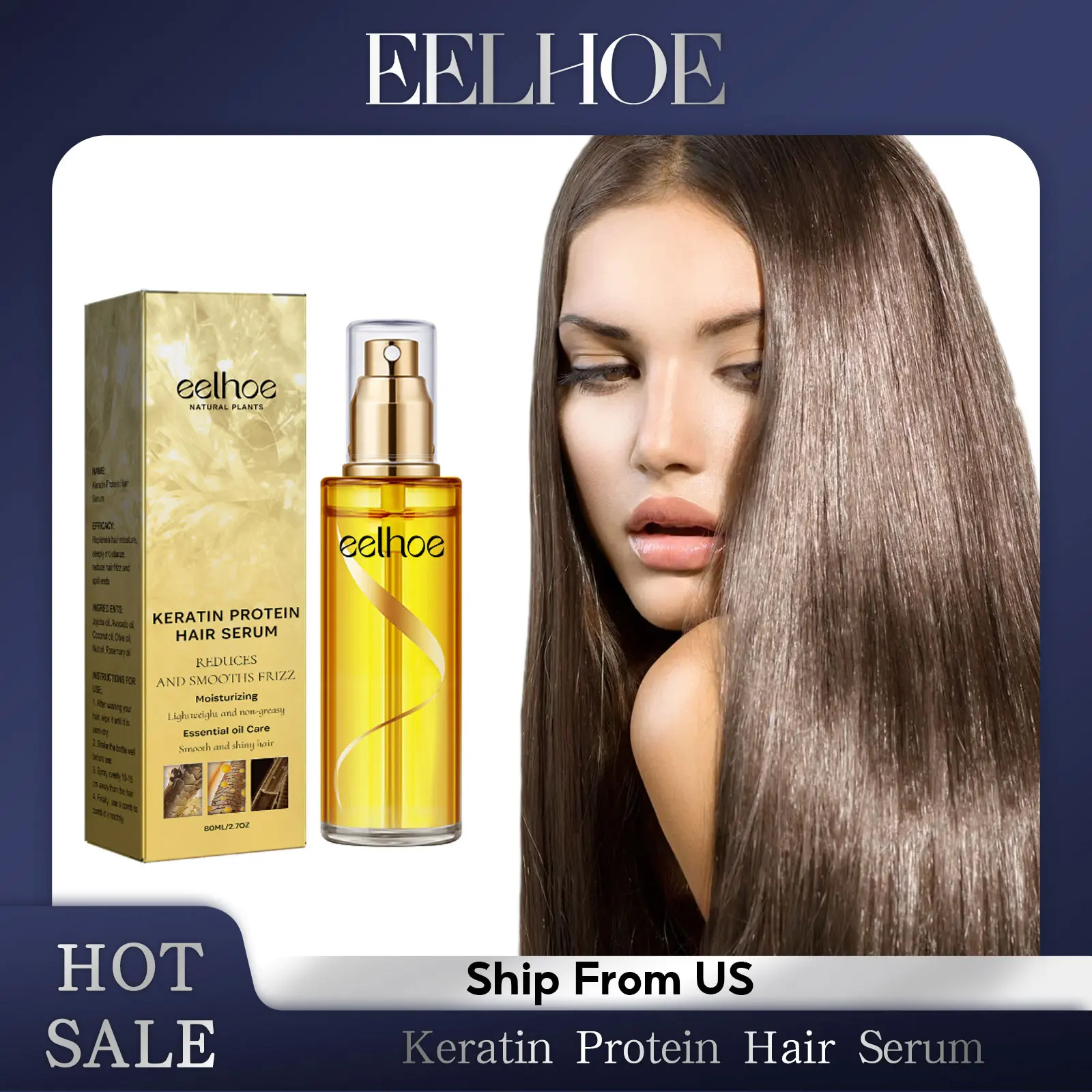 Natural Hair Growth Keratin Hair Care Essence Spray Repair Improve Dry Curly Hair Smooth Hair Growing Serum Oil