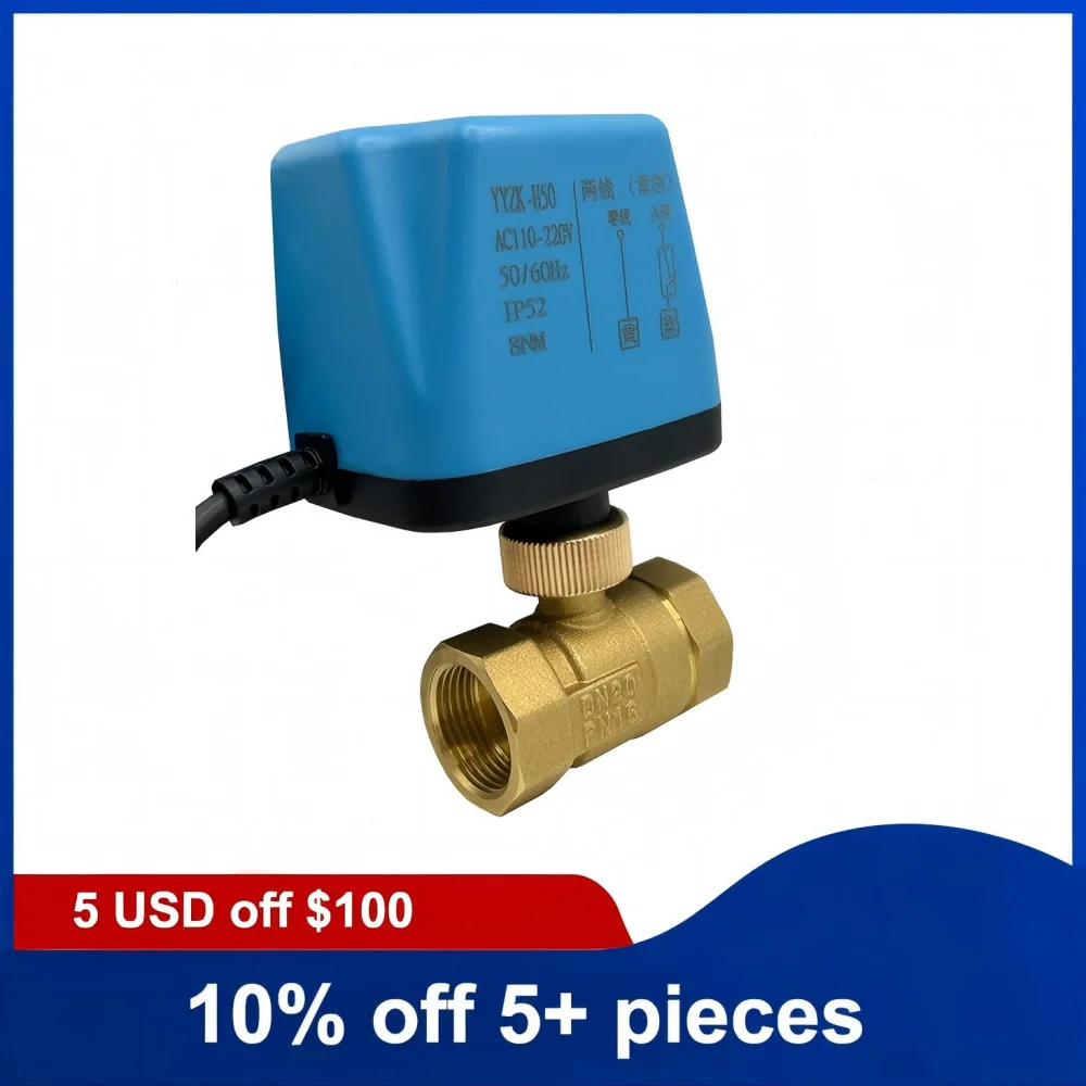 

1-1/2 ''латунный моторизованный шаровой кран, двухходовой нормально открытый, двухпроводной электрический шаровой кран