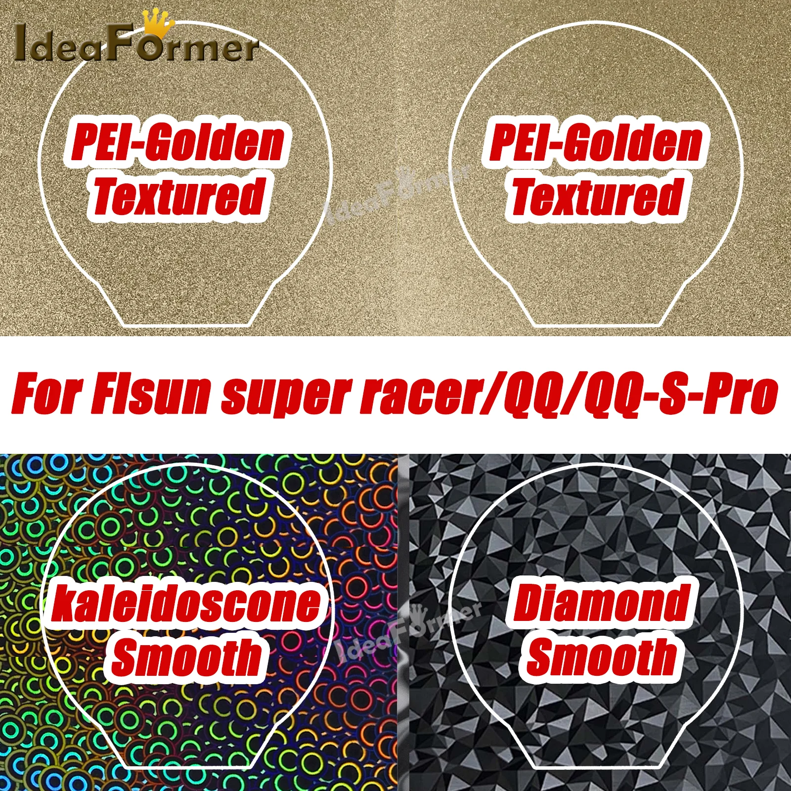 For Flsun super racer/QQ/QQ-S-Pro 3D printers  Round 270mm Textured-Smooth PEI Sheet PEO Spring Steel Build Plate Magnetic base.