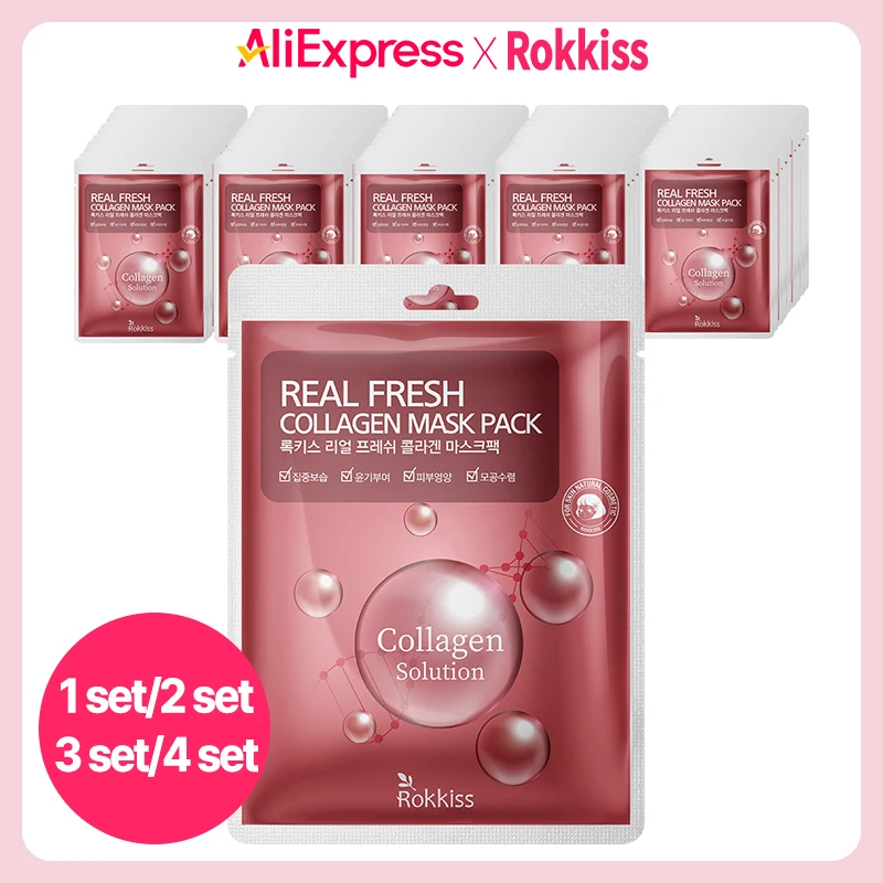 Rokkiss Real Fresh Collagen Mask pack 50pieces, 23g