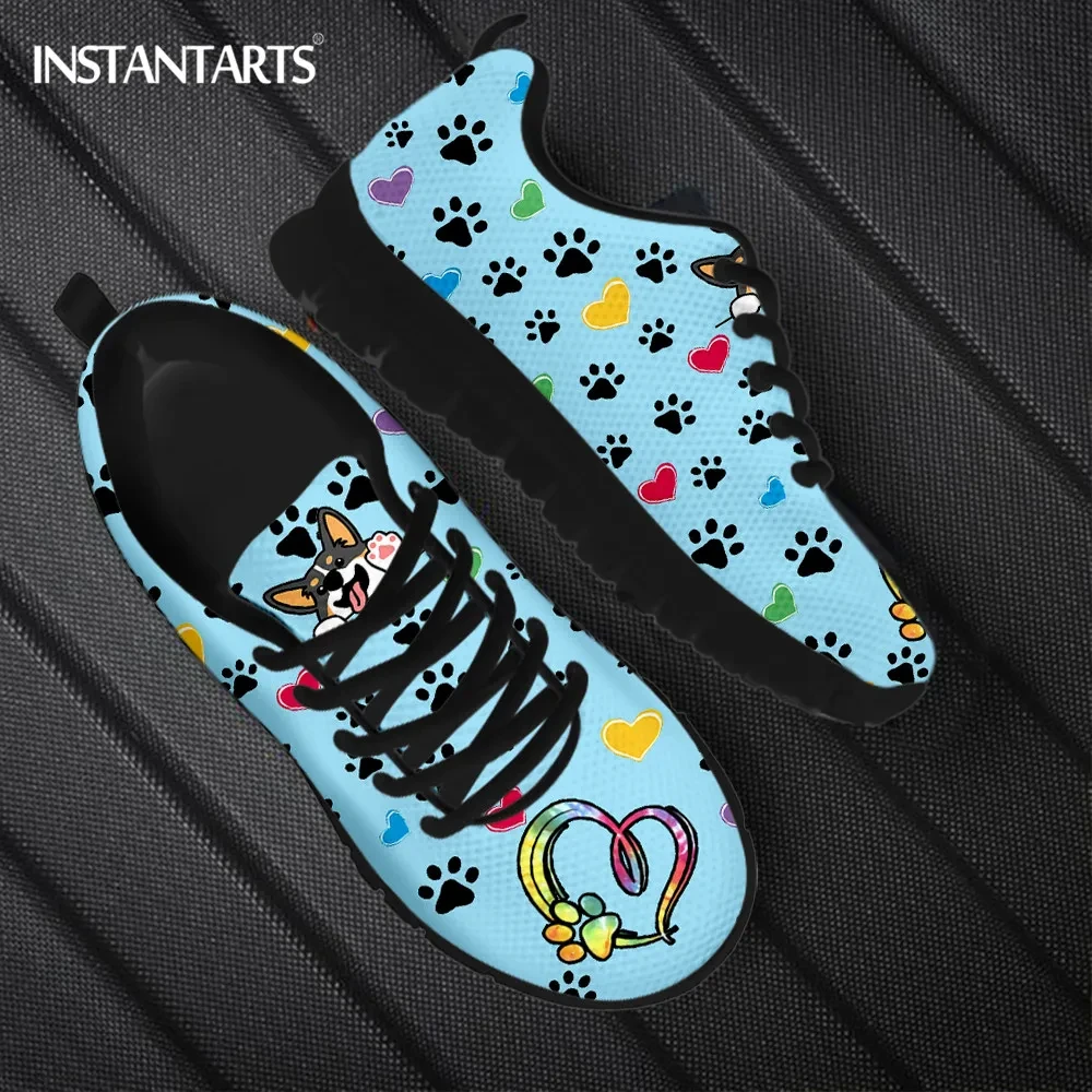 

Cartoon Kawaii Welsh Corgi Cartoon Pattern Flat Shoes for Dog Lovers Lightweight Lace up Sneakers Breathable Walk Footwear New