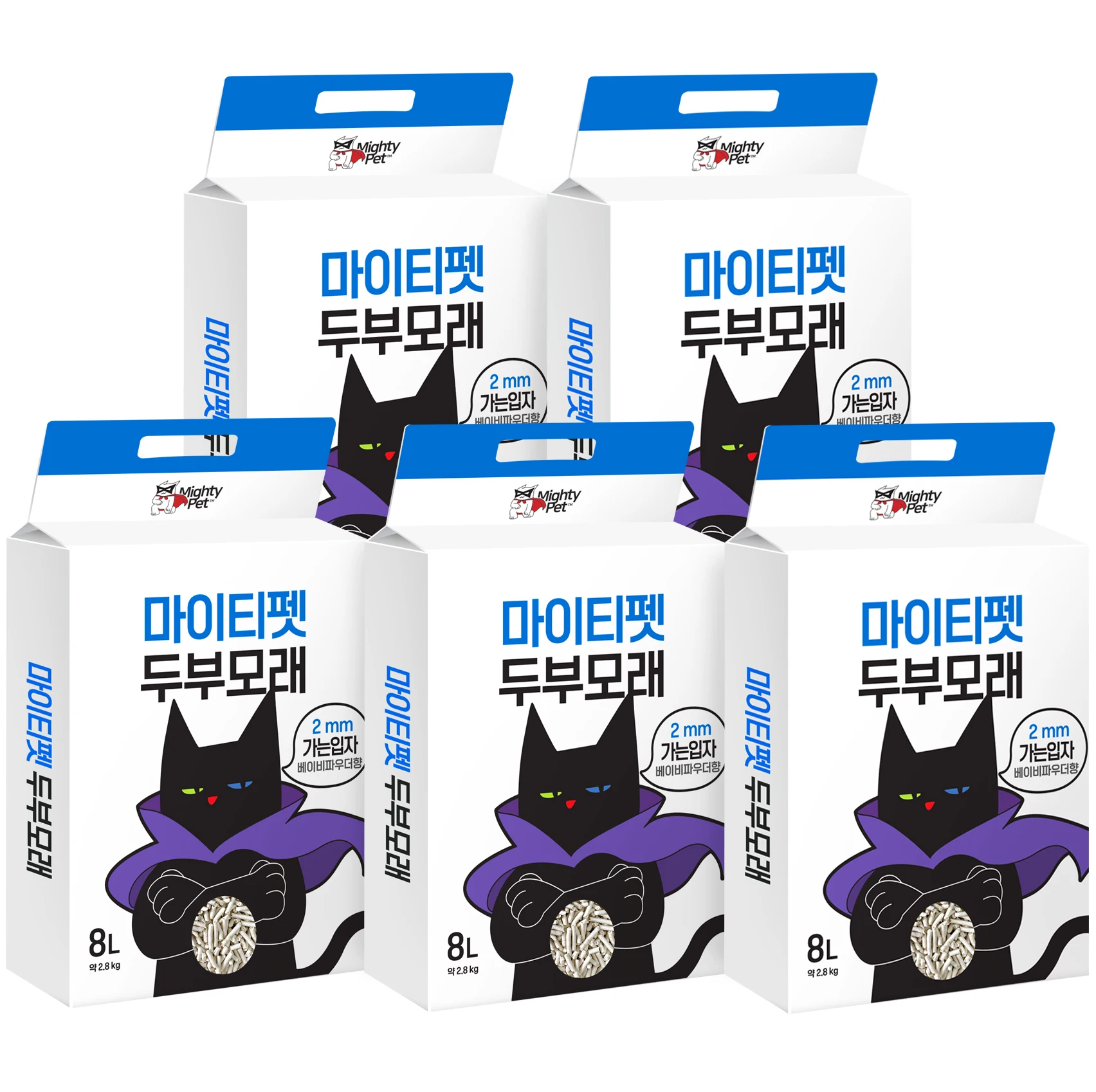 [مُعاد تخزينها] مايتي بيت سعة كبيرة لفضلات التوفو والقطط خالية من الغبار رمل القطط 7 لتر × 5 عبوات مجموعة 12.5 كجم تغليف مضغوط