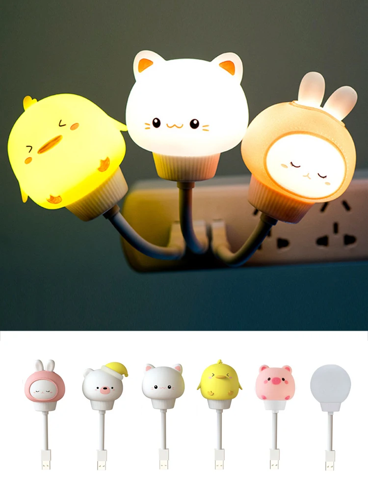 USB LED かわいい漫画クマひよこ子猫ナイトライト リモコン付き 赤ちゃん子供の寝室の装飾ベッドサイド用