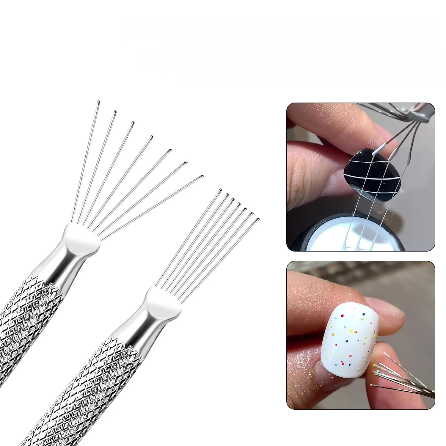 Nail Art Wire Drawing Tool Multifunctionele Seven-pin Pen Textuur Brush Tools DIY Nail Brush Buigbare Feather Pin Schilderlijnen - afbeelding 2