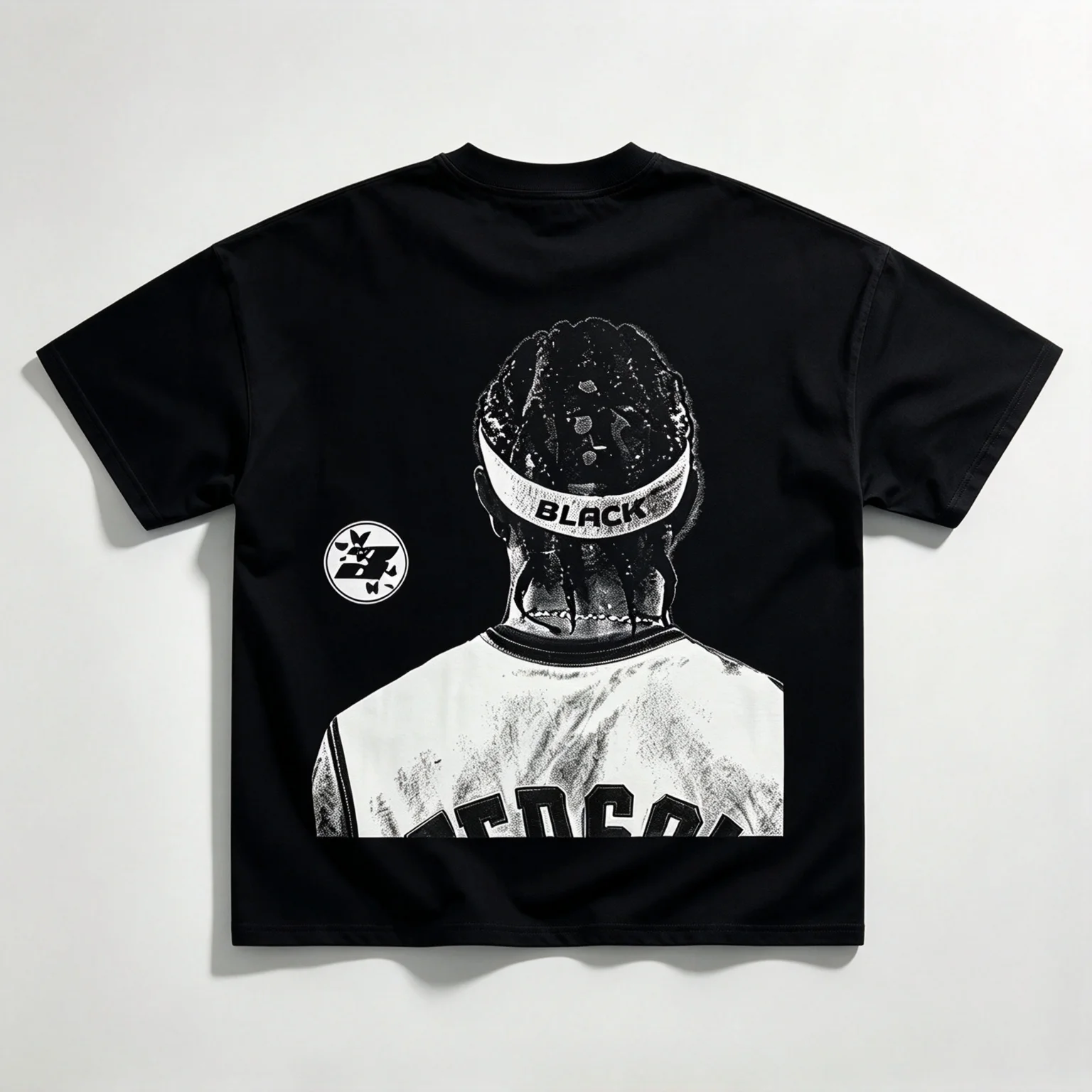 Back Print Hip Hop Portrait Graphic Cotton T-shirt, Unisex Retro Dreadlocks Figure Print Short Sleeve Tee, Men Women Loose Streetwear Casual Tops