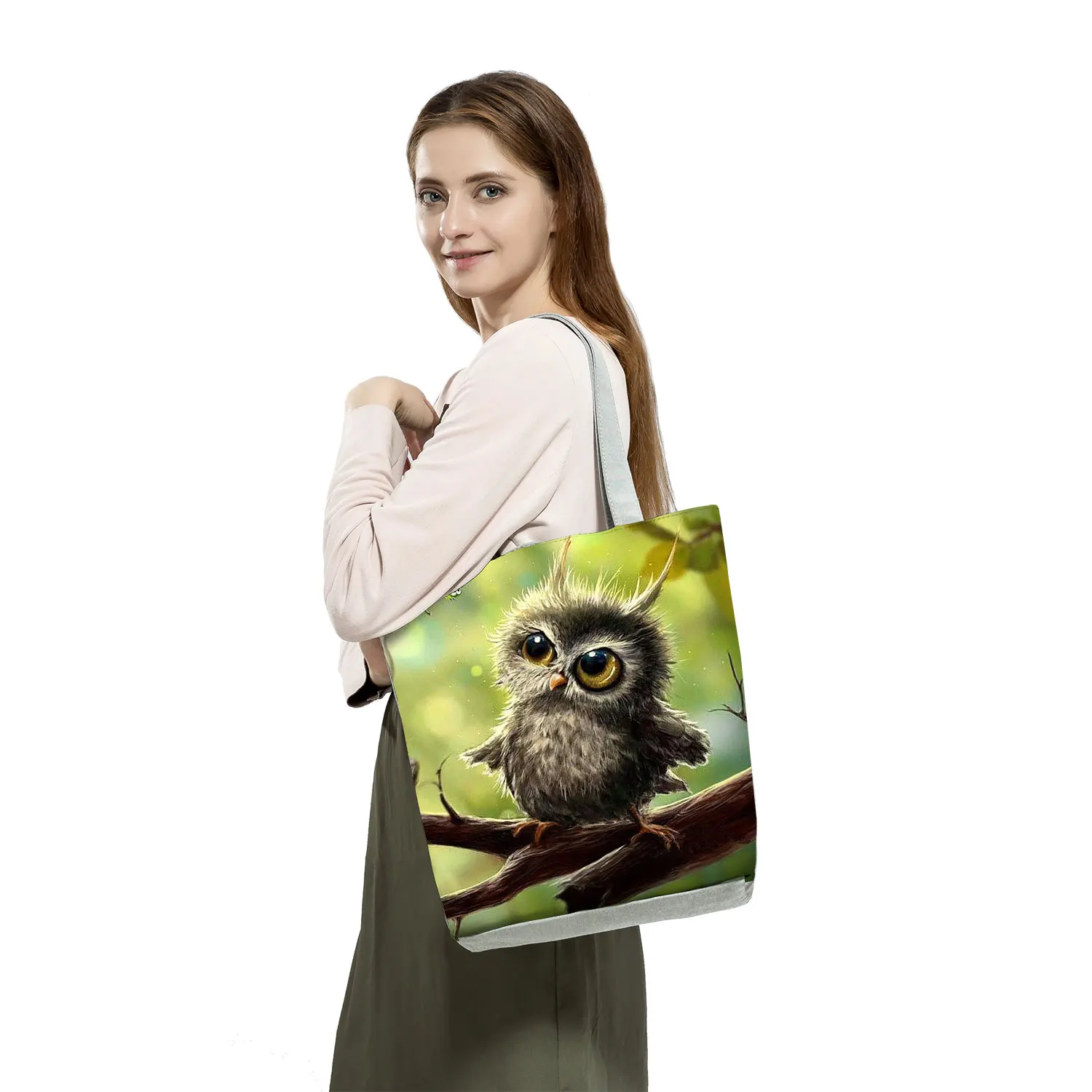 Niederlassungen Eule Druck Handtaschen für Frauen Nette Tier Schulter Taschen Geschenk Casual Hohe Kapazität Reise Tote Eco Reusable Einkaufstasche