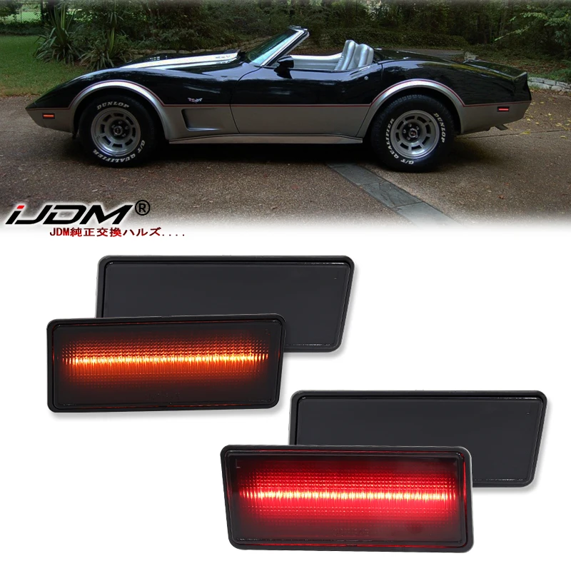 

For Chevy Corvette C3 Amber Front Side Marker Light Turn Signal Light ,Red Rear Side Marker Driving Lights 12V 1974-1979