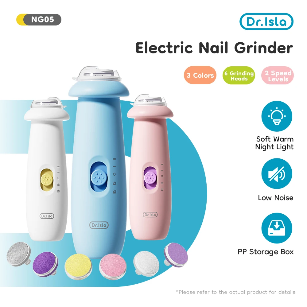 Dr.isla Electric Baby Nail File Kit with Soft Night Light Baby Nail Trimmer for Newborns Infants Adults Fingernail Toenail Care
